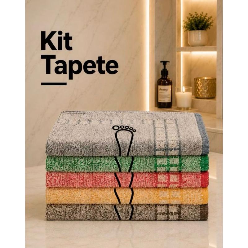 Kit 6 Tapete De Banheiro 45x70cm Pezinho Piso Luxo Atoalhado 100% Algodão Premium