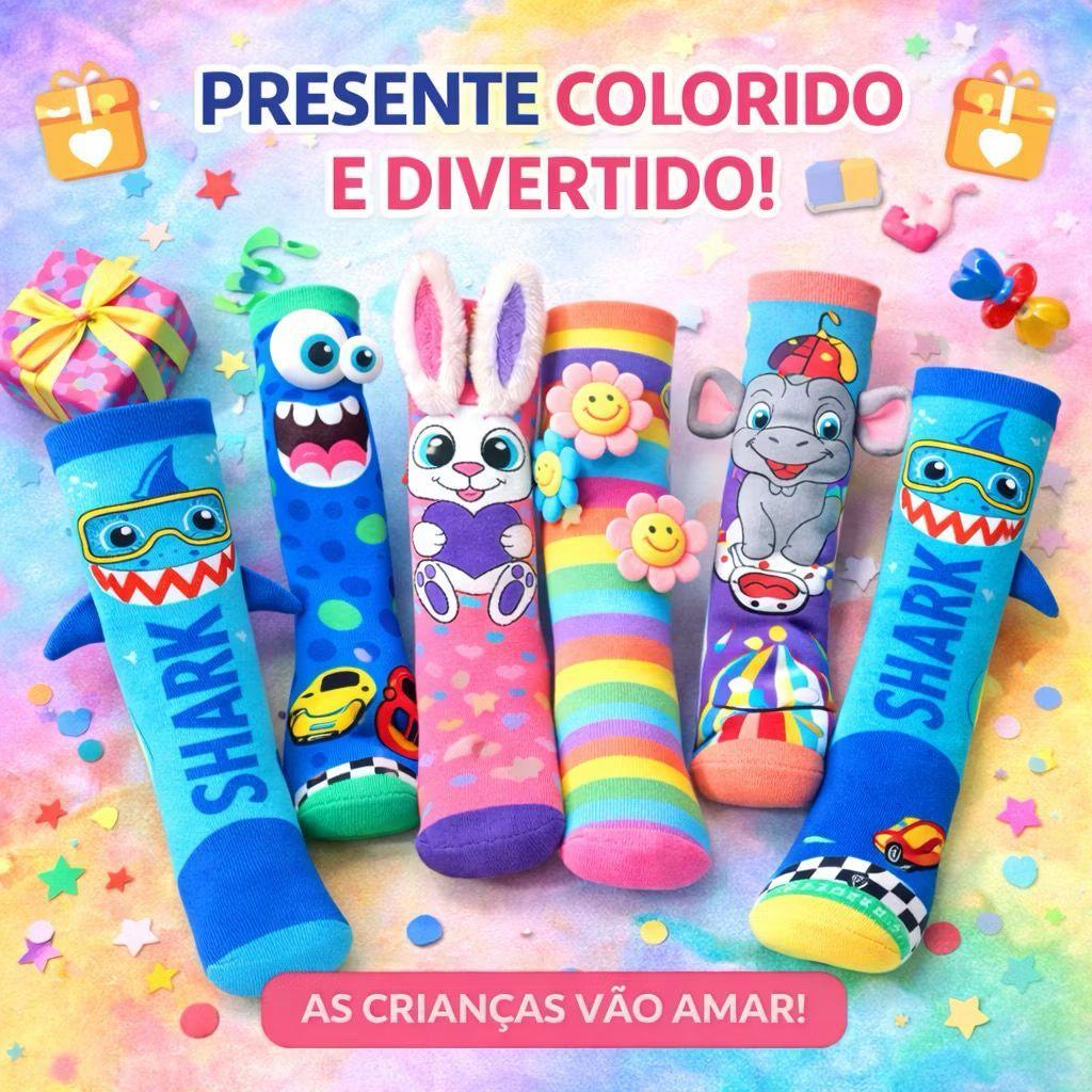 Meias 3D Infantil Maluca Divertida Personagens Vários Modelos
