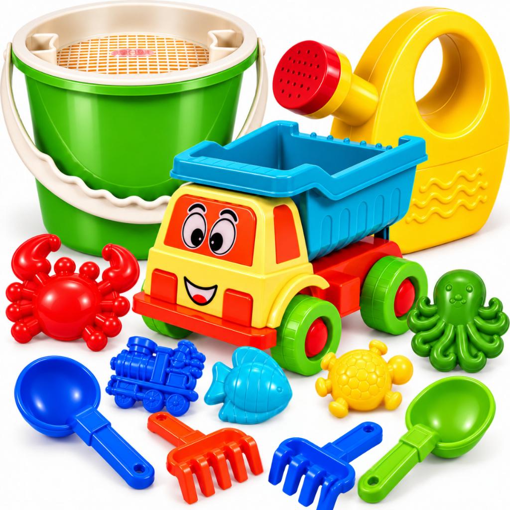 Kit Brinquedo de Praia Infantil Baldinho Areia Regador Pazinha Verão Castelinho