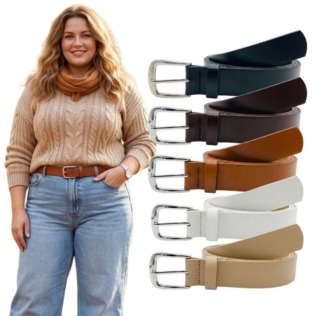 Cinto De Couro PU Feminino Moda Outono Estilo Inverno Com Fivela De Pino De Liga Para Calças Jeans 2.5cm - Tifany