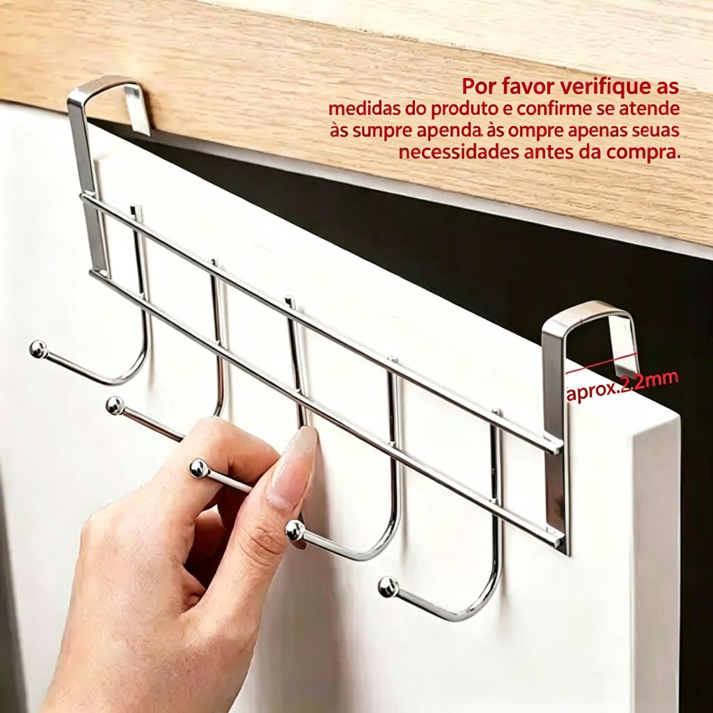 Suporte Cabide com Ganchos Encaixe Porta Pendura Roupas