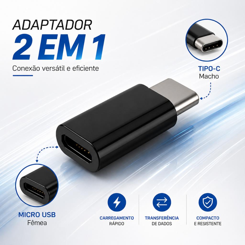 Adaptador Micro USB V8 para Tipo C OTG