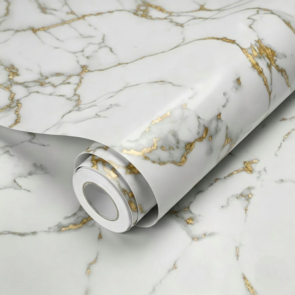 Papel Adesivo Mármore Dourado Exclusivo Lavável Quarto, Sala e Cozinha 1/2/3 Peças