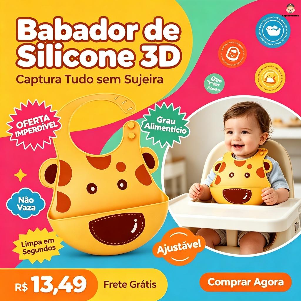 Babador Bandana Impermeável De Silicone Para Alimentação Bebê Com Pega Migalhas Ajustável