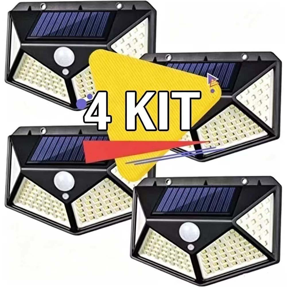1/2/3/4 Pçs Luminária Parede Solar 100 Leds Com Sensor de Movimento Jardim Externa Prova D'água Casa