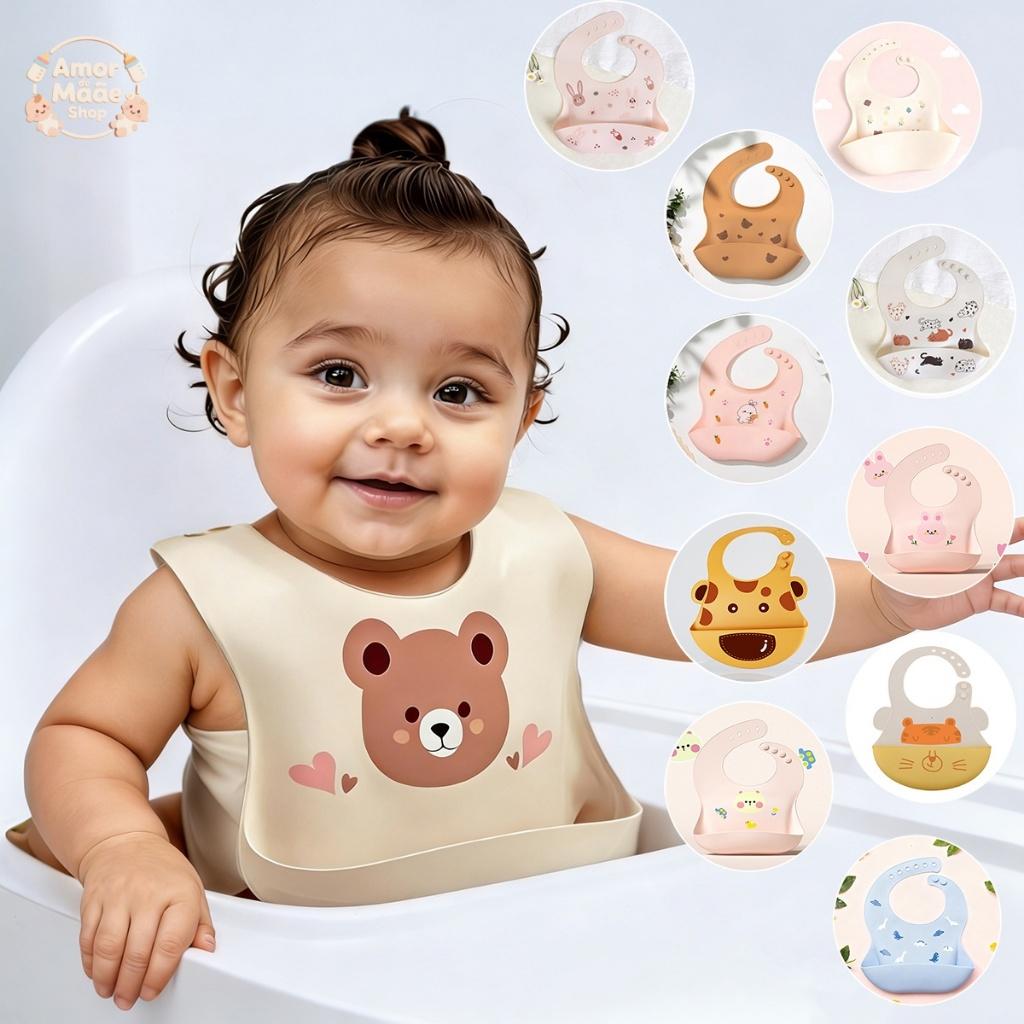 Babador Bandana de Silicone Impermeável, Coletor de Migalhas Ajustável para Bebê