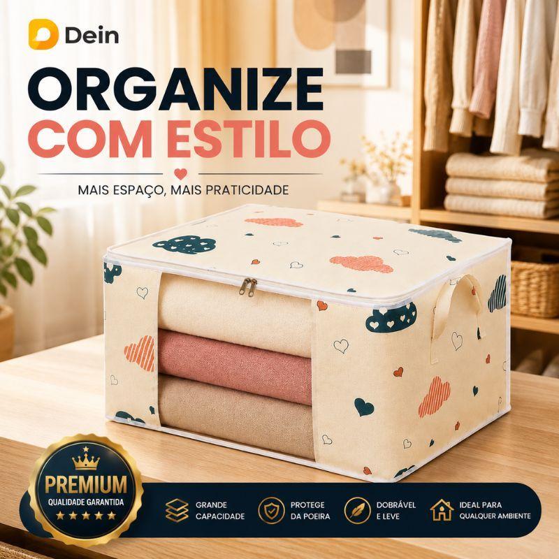 Organizador para Edredom Cobertor Roupas de Cama 60x40x30cm Caixa Saco Grande Dobrável Estampado