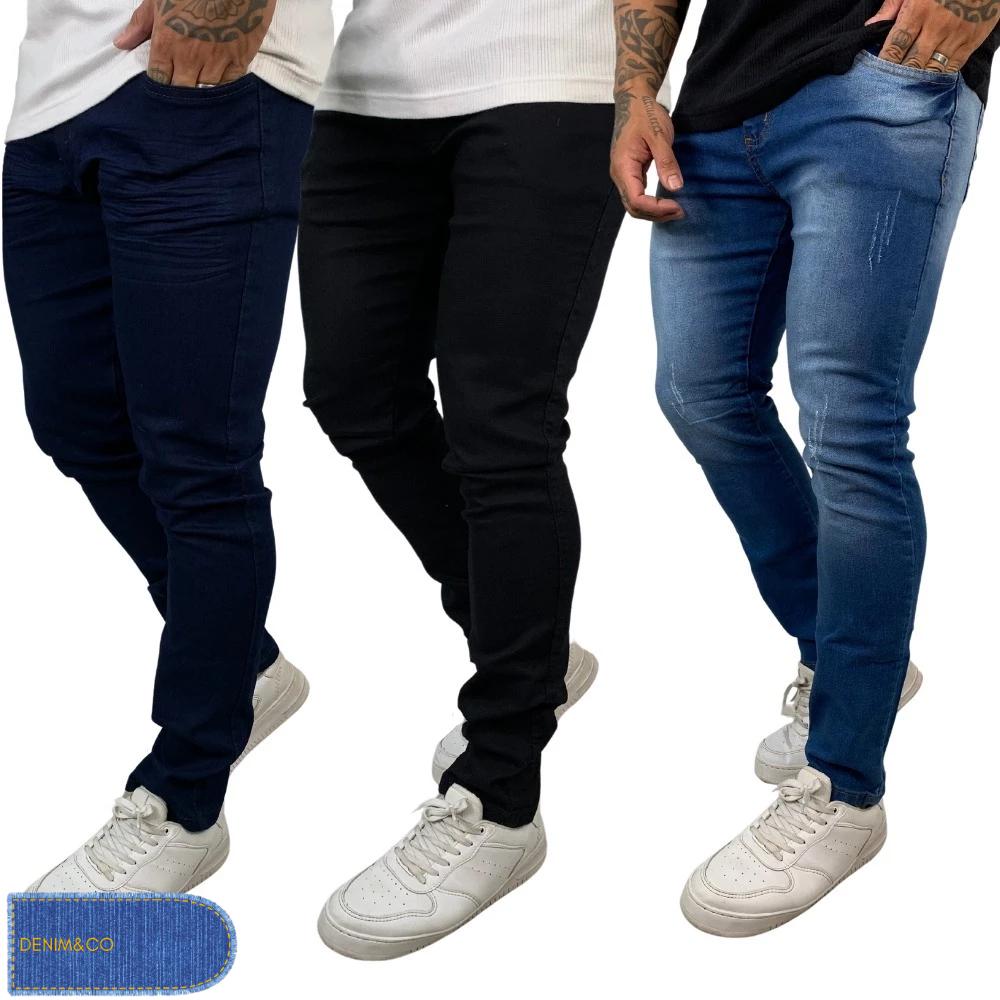Kit Calças Jeans Masculina Skinny para trabalho costura reforçada Original