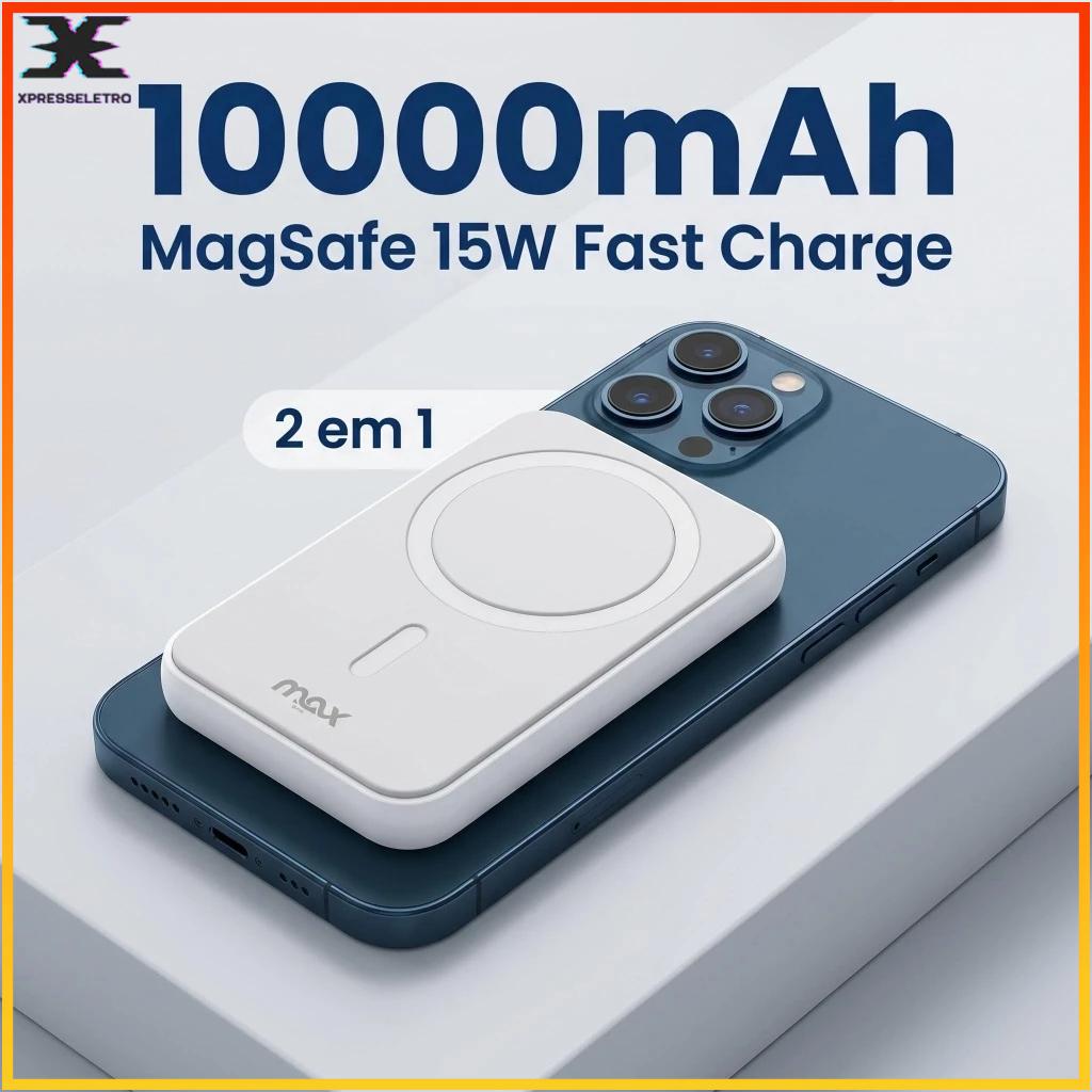 Carregador PowerBank Magnético 10000mAh Carregamento Sem Fio Bateria Carregador Portátil Fast Charge Compatível iphone
