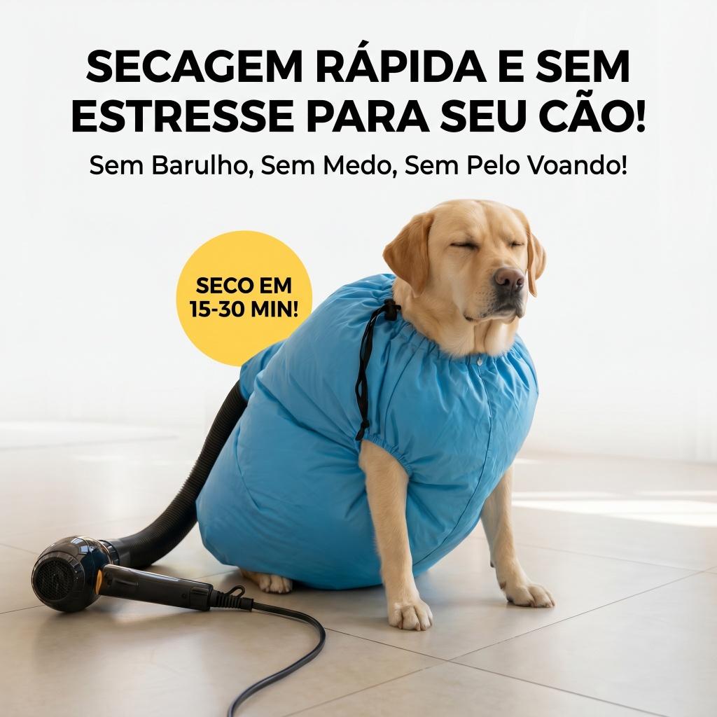 Saco Secador para Pet - Secagem Rápida 15-30min, Pelos Secos, Anti-Ansiedade, Para Cães e Gatos, Lavável, Reutilizável