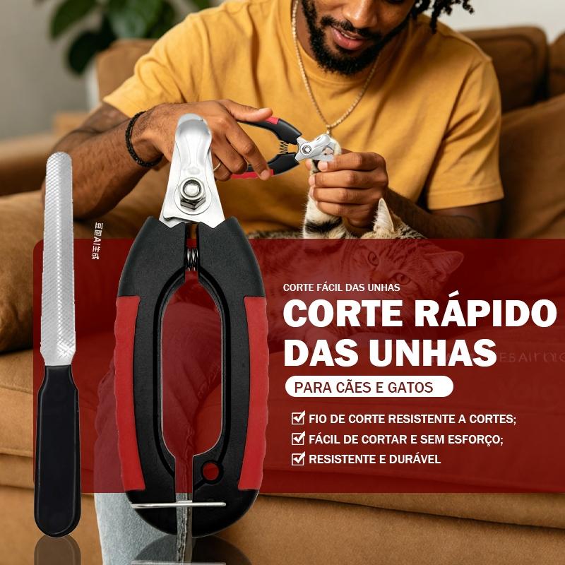 Cortador de Unhas para Pets com Lâmina de Aço Inoxidável e Lima Antideslizante