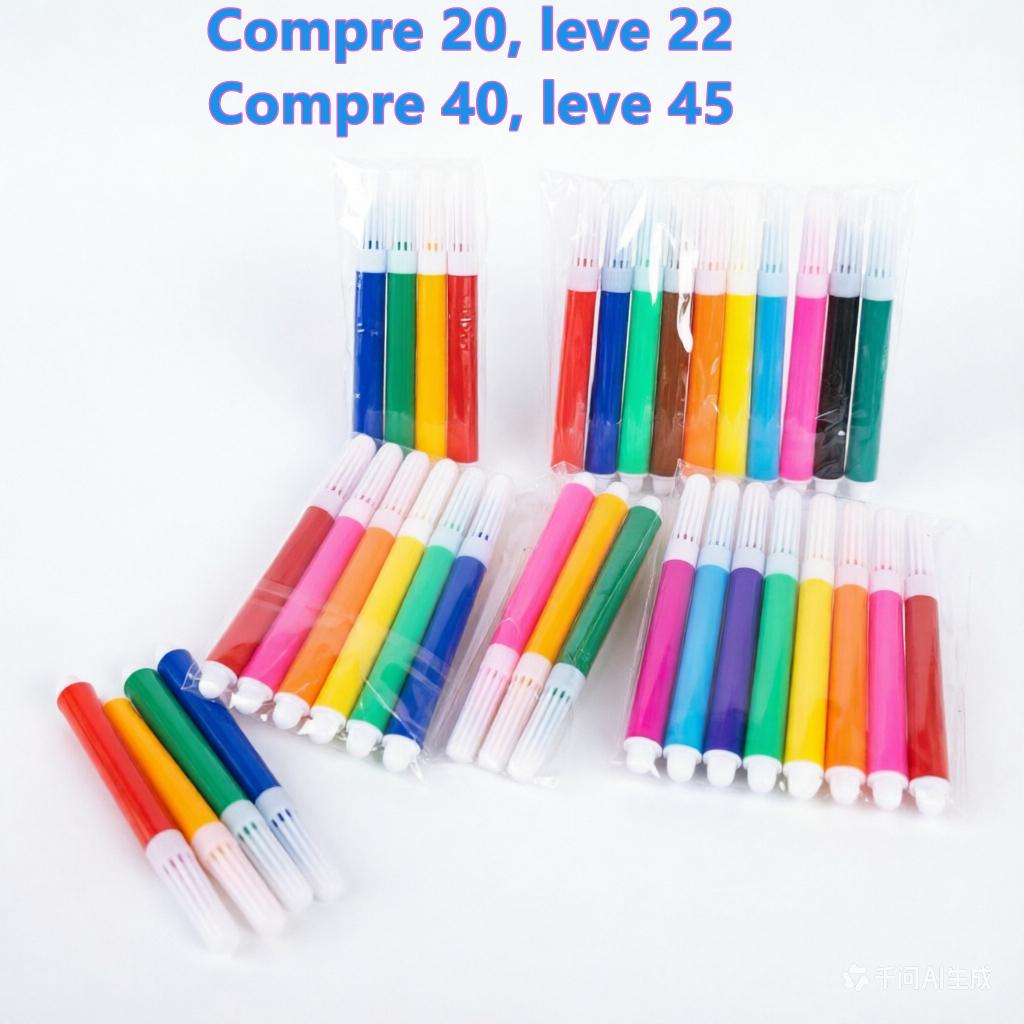 Kit Canetinhas Aquarela Infantil [6/12 Cores] - Atóxica e Lavável - Material Escolar e Brinquedo Educativo para Desenho