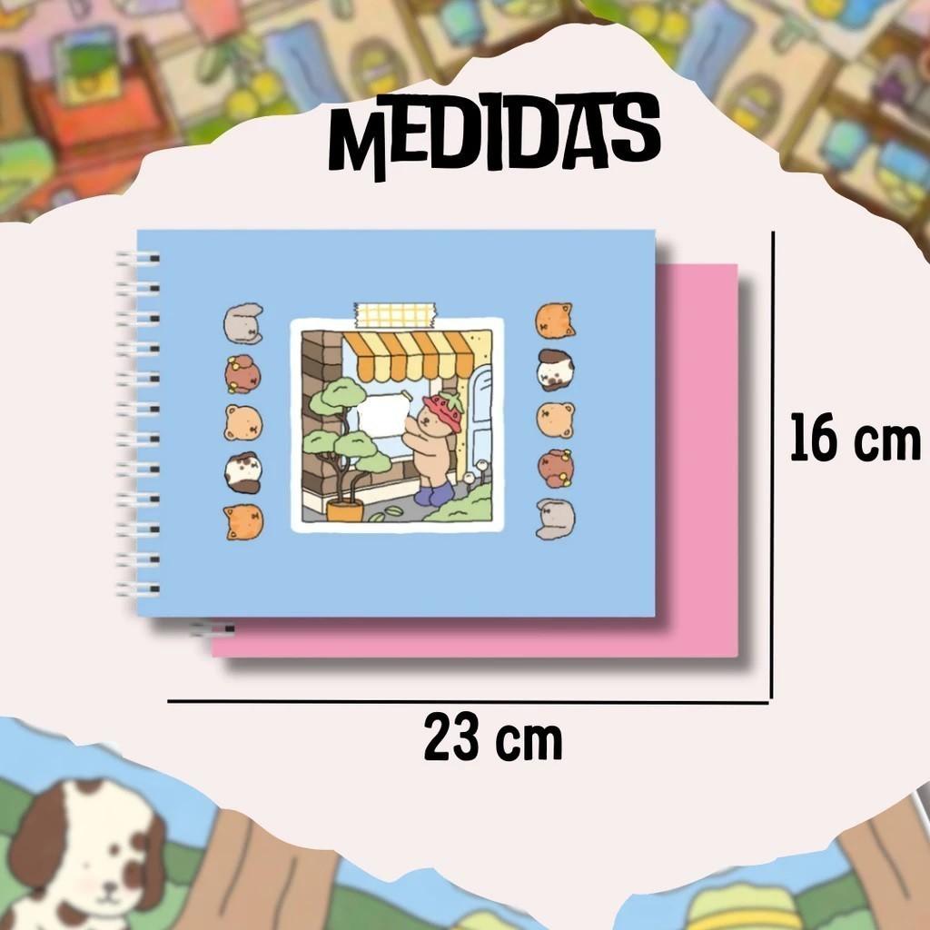 Livro de Desenho Fofo A5 com Ursos – Papel Grosso 180g + Folha de Acetato Inclusa