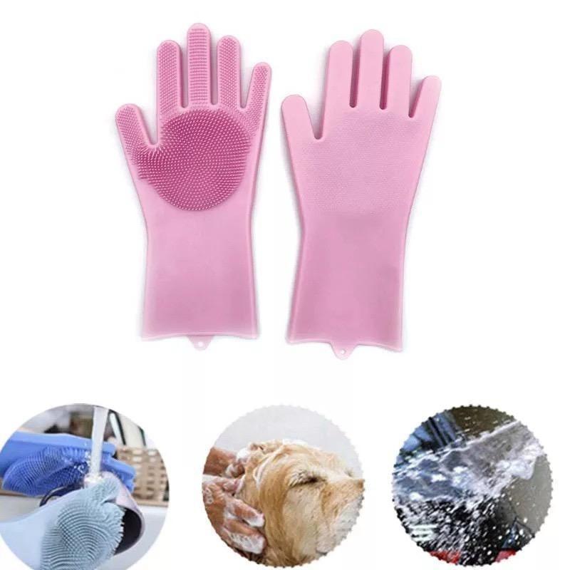 Par De Luvas Silicone Magicas Esponja Para Lava Louças Limpeza Geral Macia Multiuso Vitrine