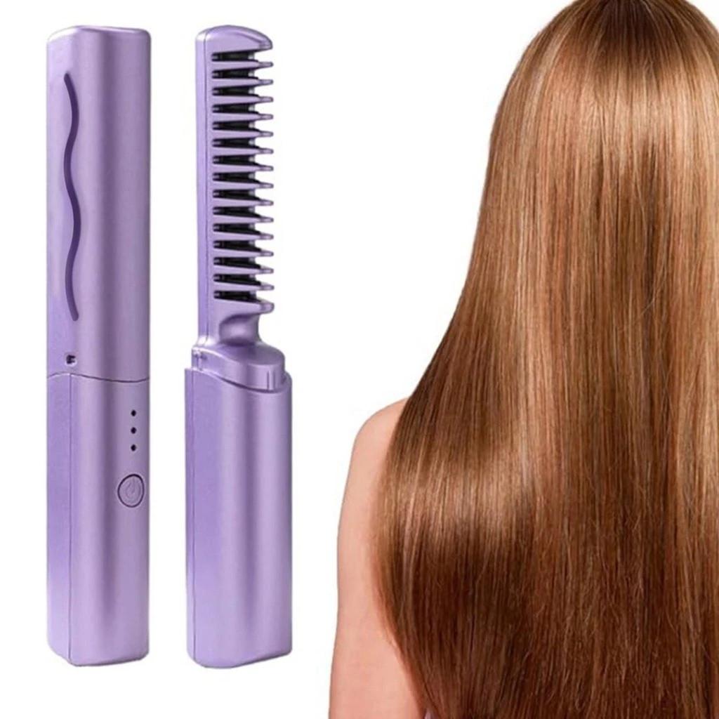 Escova De Alisamento Capilar Alisador De Cabelo Aquecido Recarregável Mini Pente Portátil yushua3br Rápido