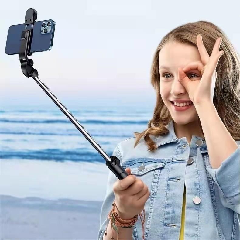 Bastão Pau de selfie Tripé Retrátil Com Luz LED Controle Bluetooth Celular