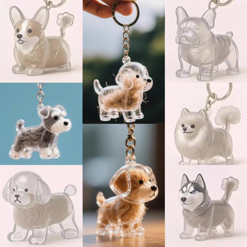 Gato Cão Transparente Caixa De Armazenamento De Cabelo Bonito animal hairball Cápsula Pingente Decoração Comemorativa Po
