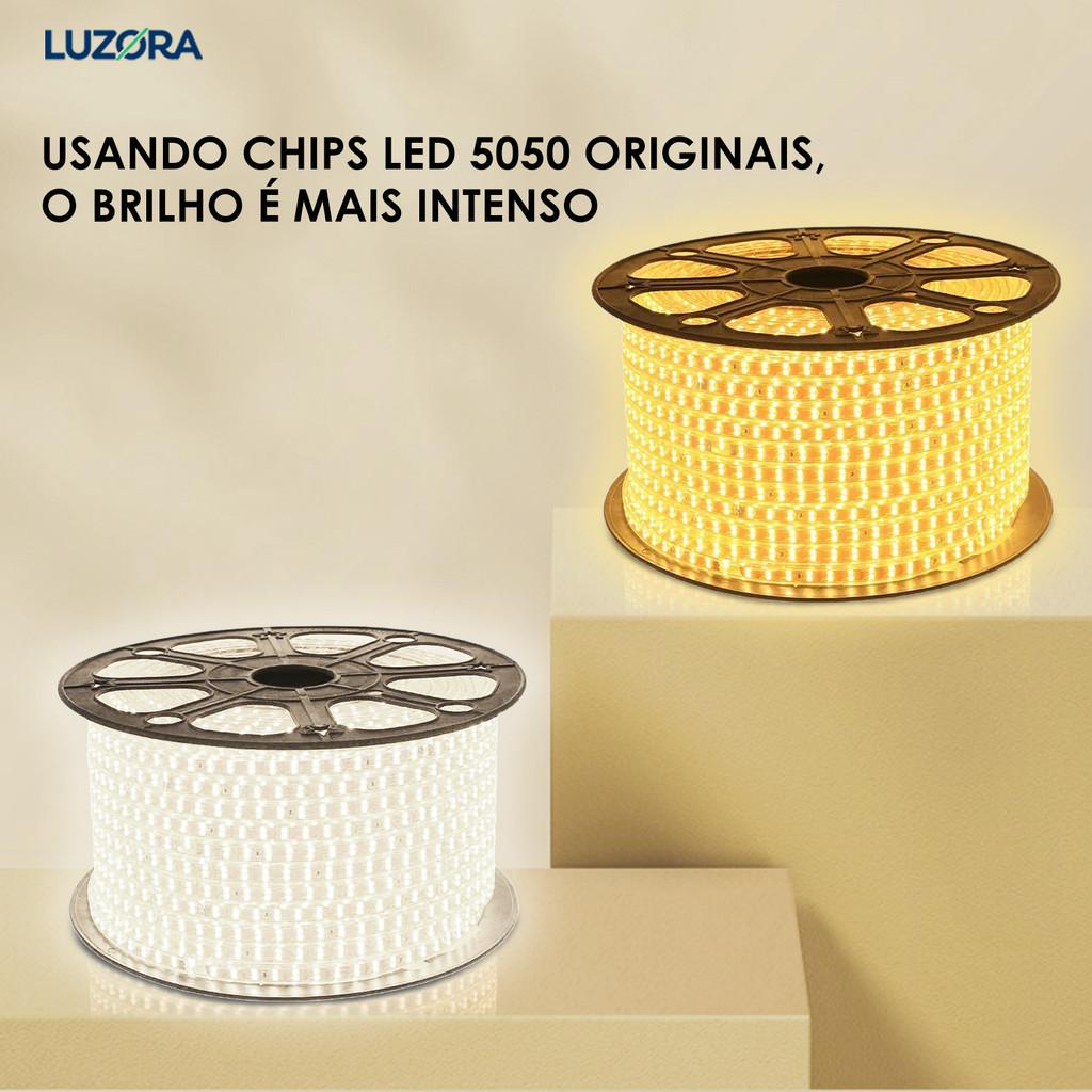 1 a 10 Metros Fita Mangueira de LED 5050 para Decoração 110V ou 220V Branco Frio/Quente Com Conector