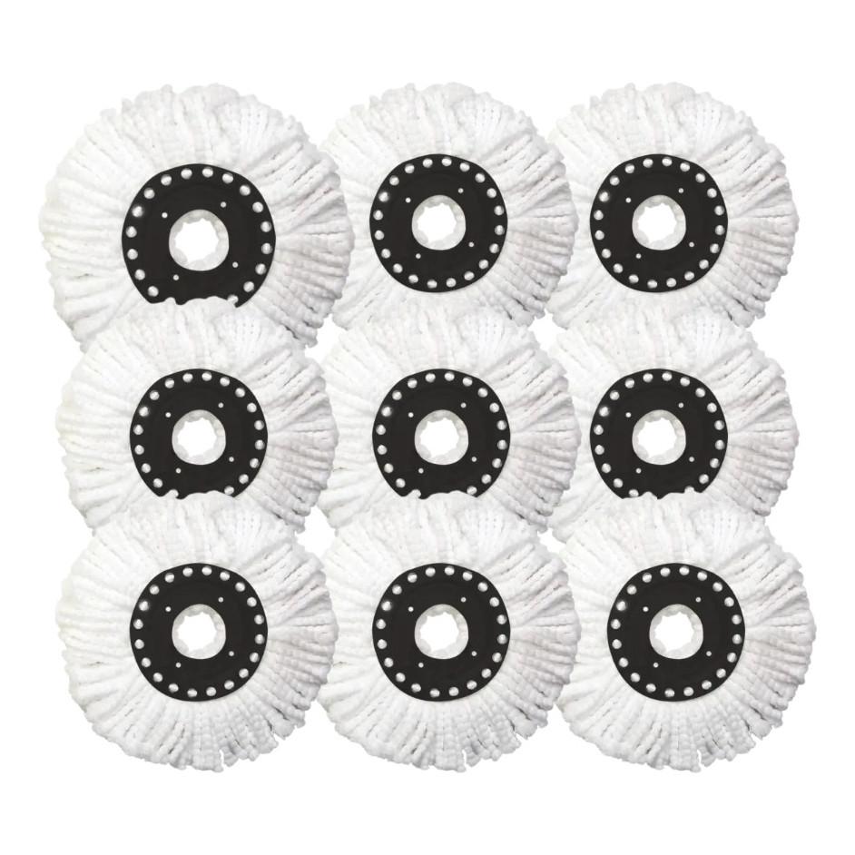 Kit Refil Mop Balde Giratorio 360 Microfibra Branco 16cm Reposicao Esfregao Lavavel Maquina