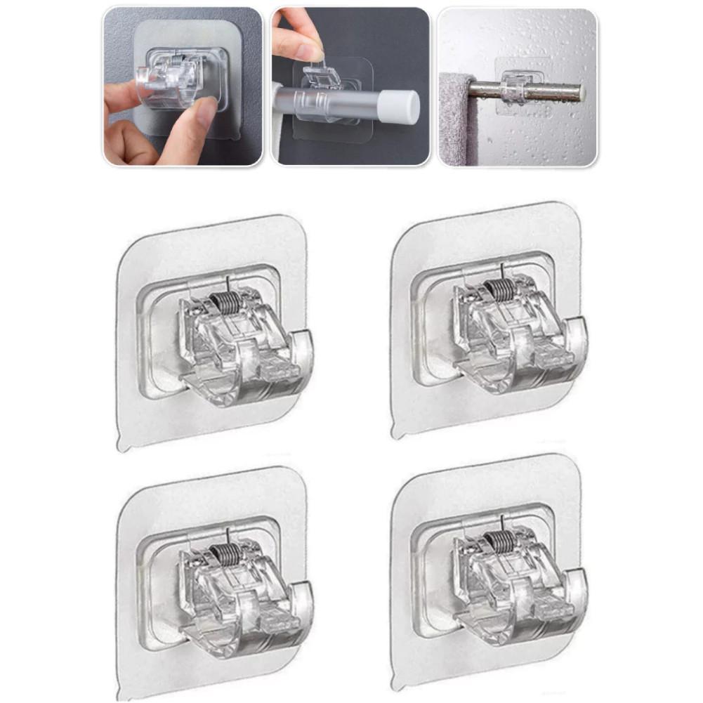 Kit 2 I 4 I 6 I 8 Ganchos Adesivos para Varão de Cortina Suporte Sem Furos na Parede