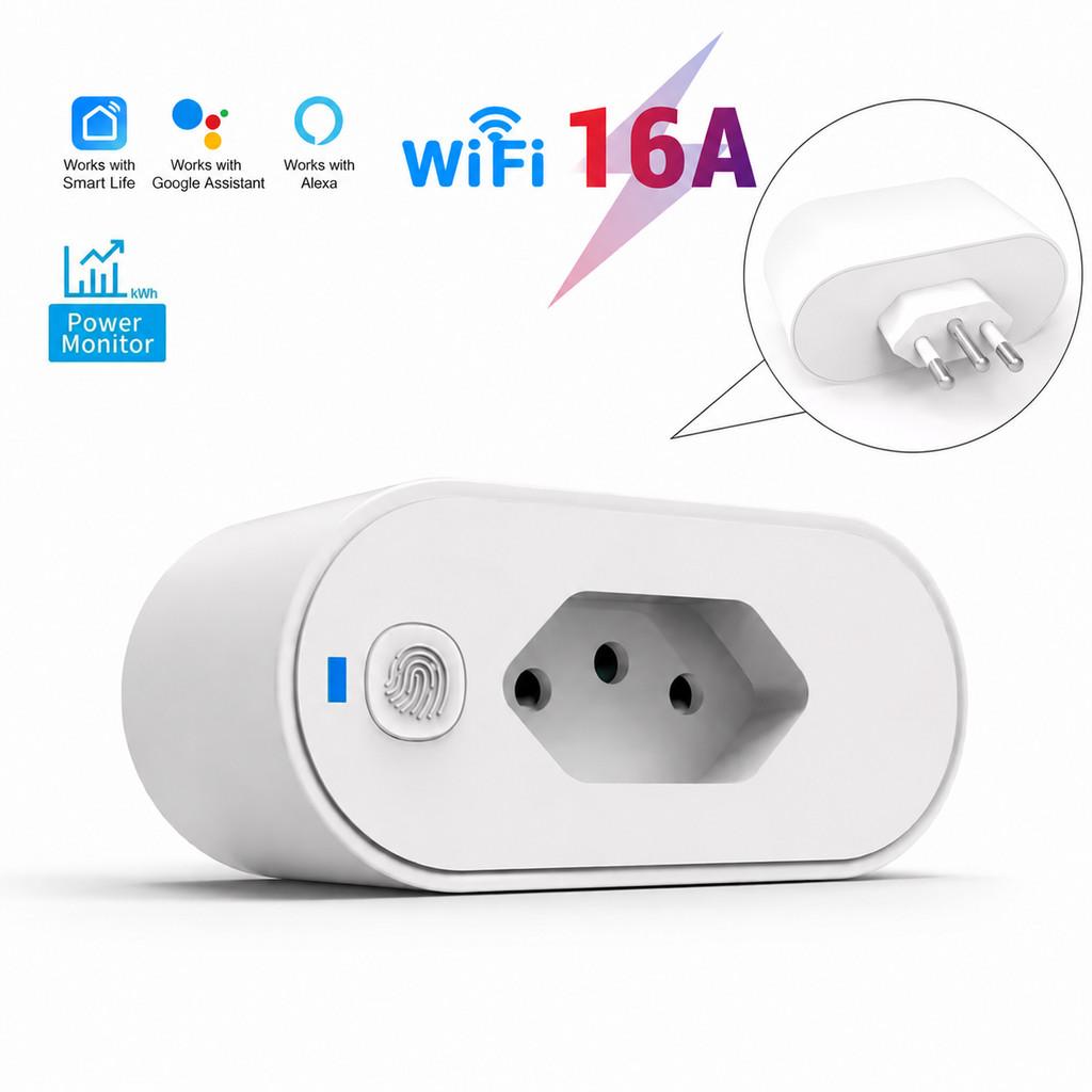 Tomada Inteligente WiFi 16A Smart Life Alexa Google Home Monitor Energia Bivolt