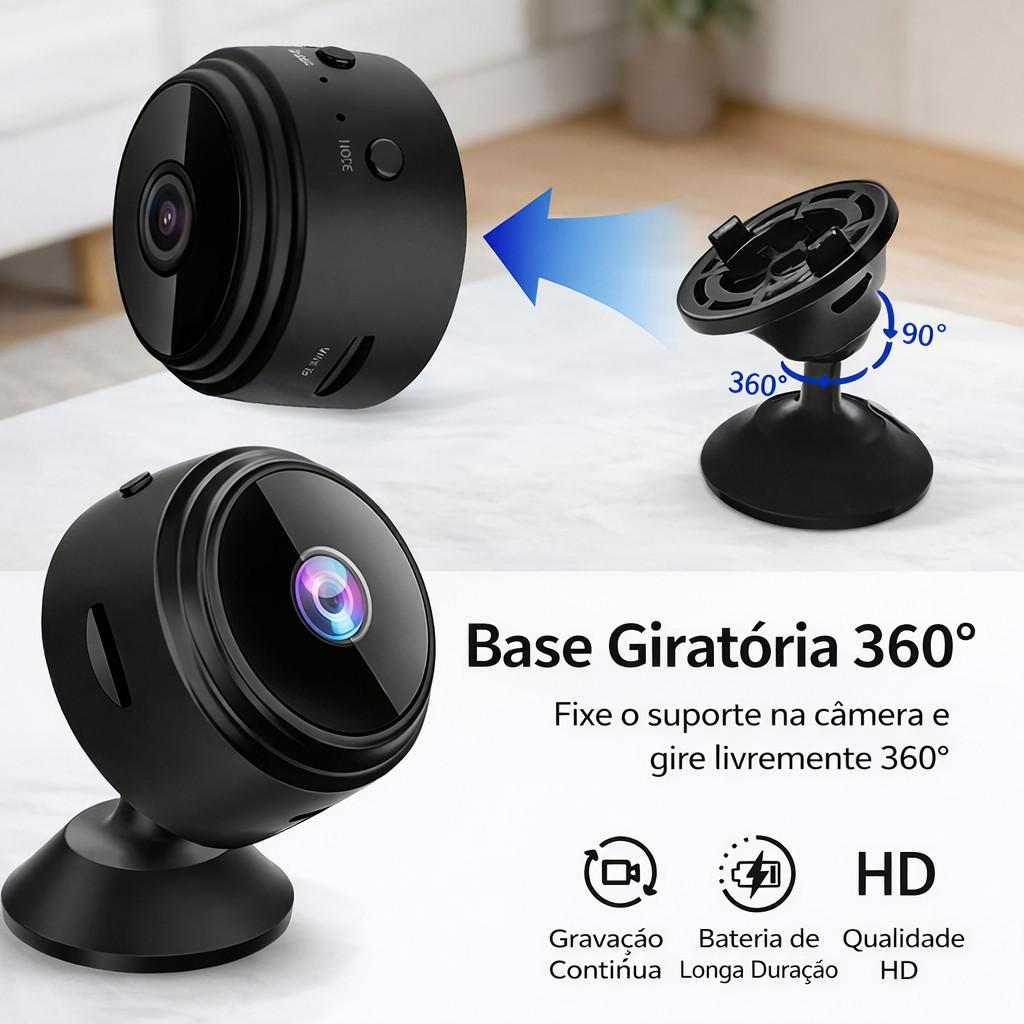 Mini Câmera A9 WiFi HD 1080P com Visão Noturna para Segurança e Vigilância ANJGG BRASIL