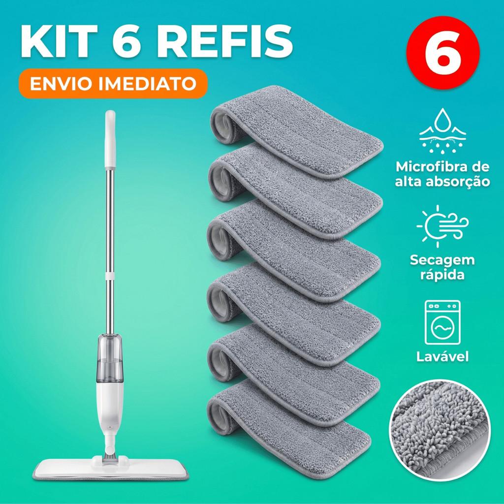 Kit Refil Mop Spray Universal Pano Microfibra Lavável Esfregão Rodo Compatível Flash Limp