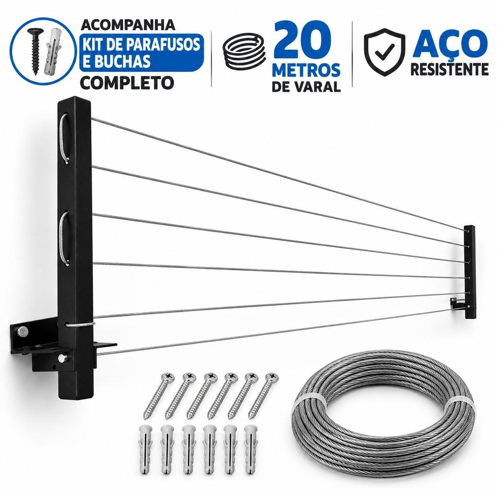 Varal Retrátil de Parede Dobrável – Prático, Compacto e Resistente