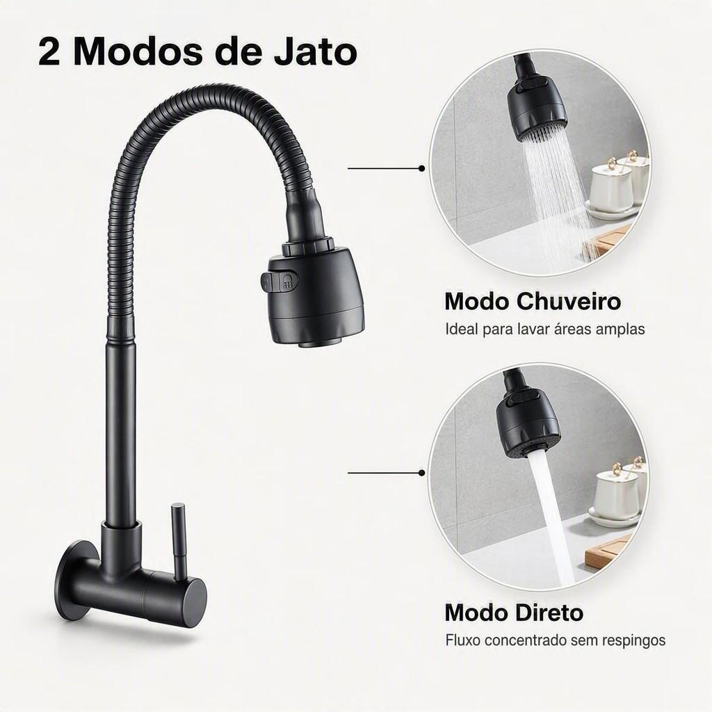 Inox Torneira Prata/Preto Com Chuveiro Com Rotação De 360° Cozinha Luxo Parede Promoção