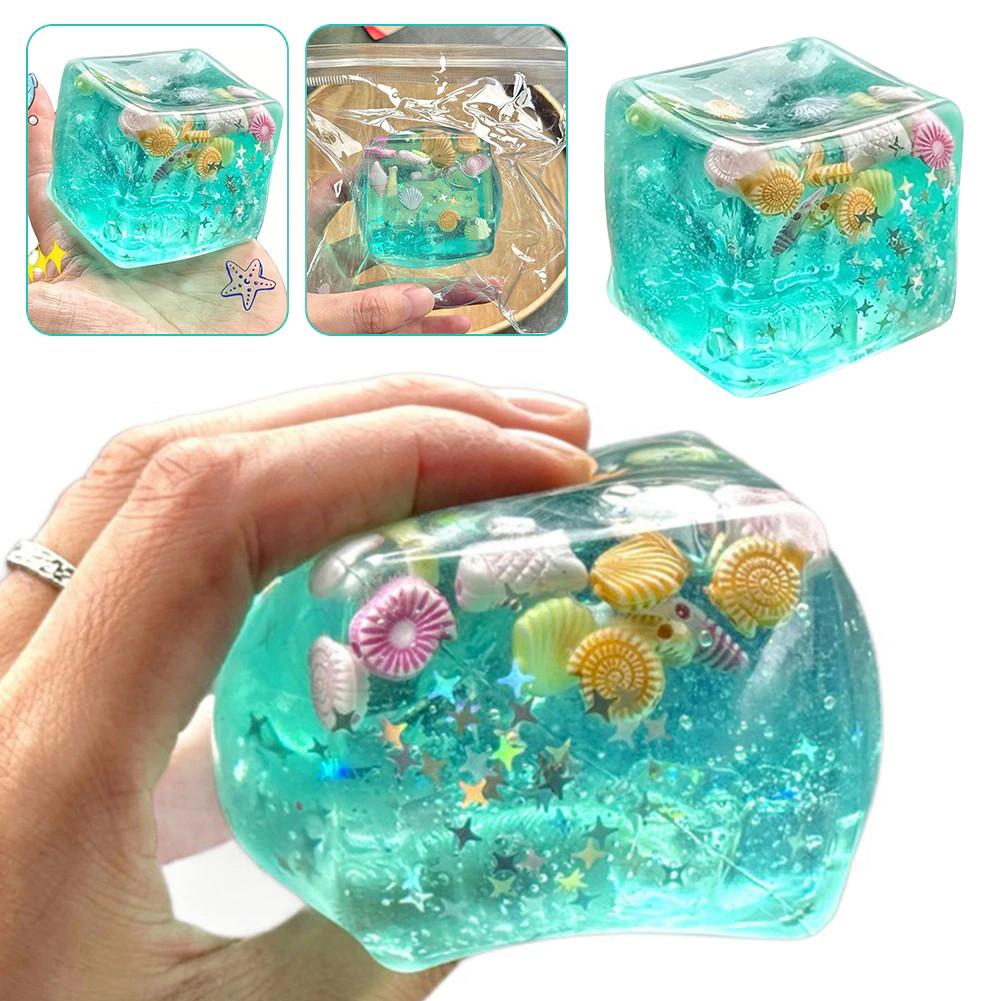 Azul Verde Estrela Peixe Espremendo Squishy Stress Balls Cube-Ocean sensory Autismo Fidget Toy