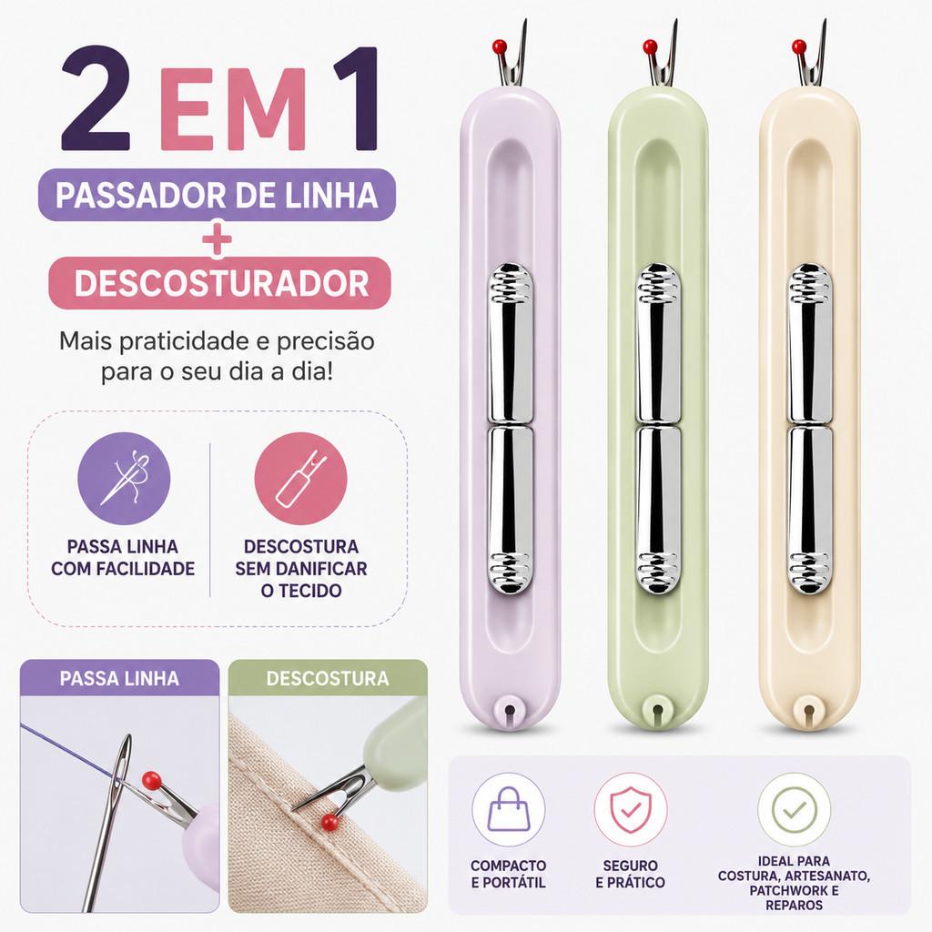 Passador de Agulha 2 em 1 Linha Costura na Agulha Auxiliar Agulha Costura Fácil