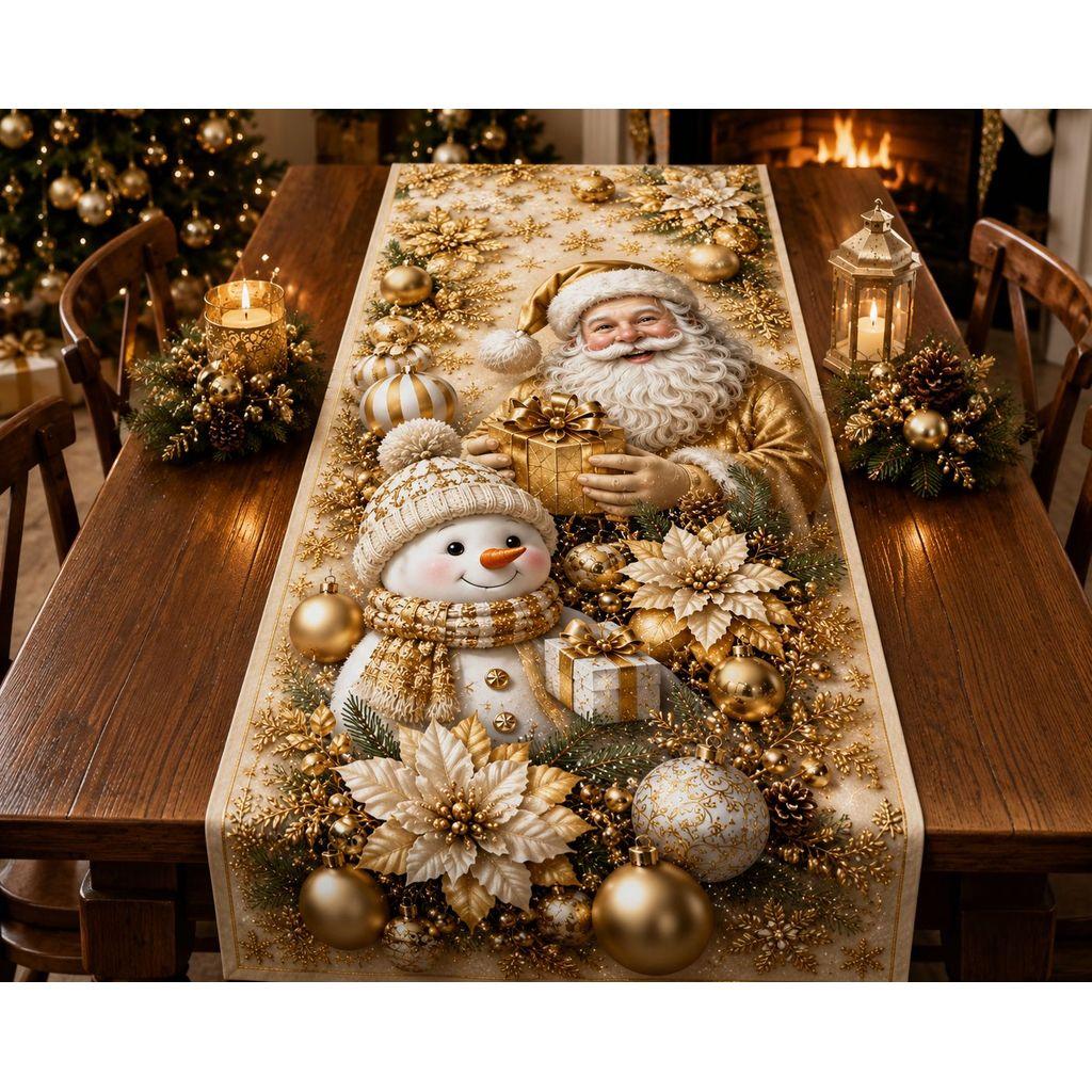 Caminho de Mesa 1,30x50 Decoração P/ Natal Mesa Posta Decoração Natalina Cozinha Sala Enfeite Natal