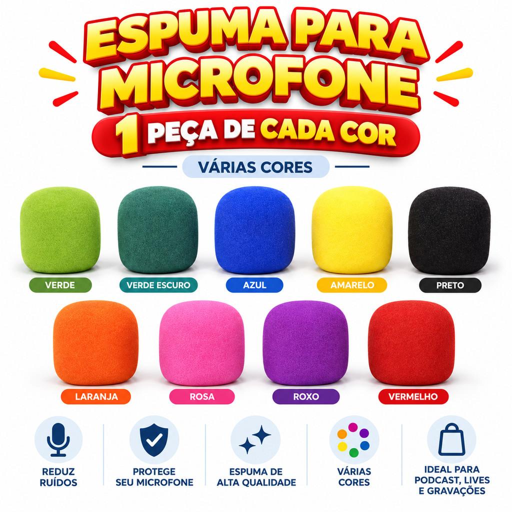 Espuma Para Microfone SM58 Varias cores Condensador Sennheiser, Leson, Shure, TSi, Importados