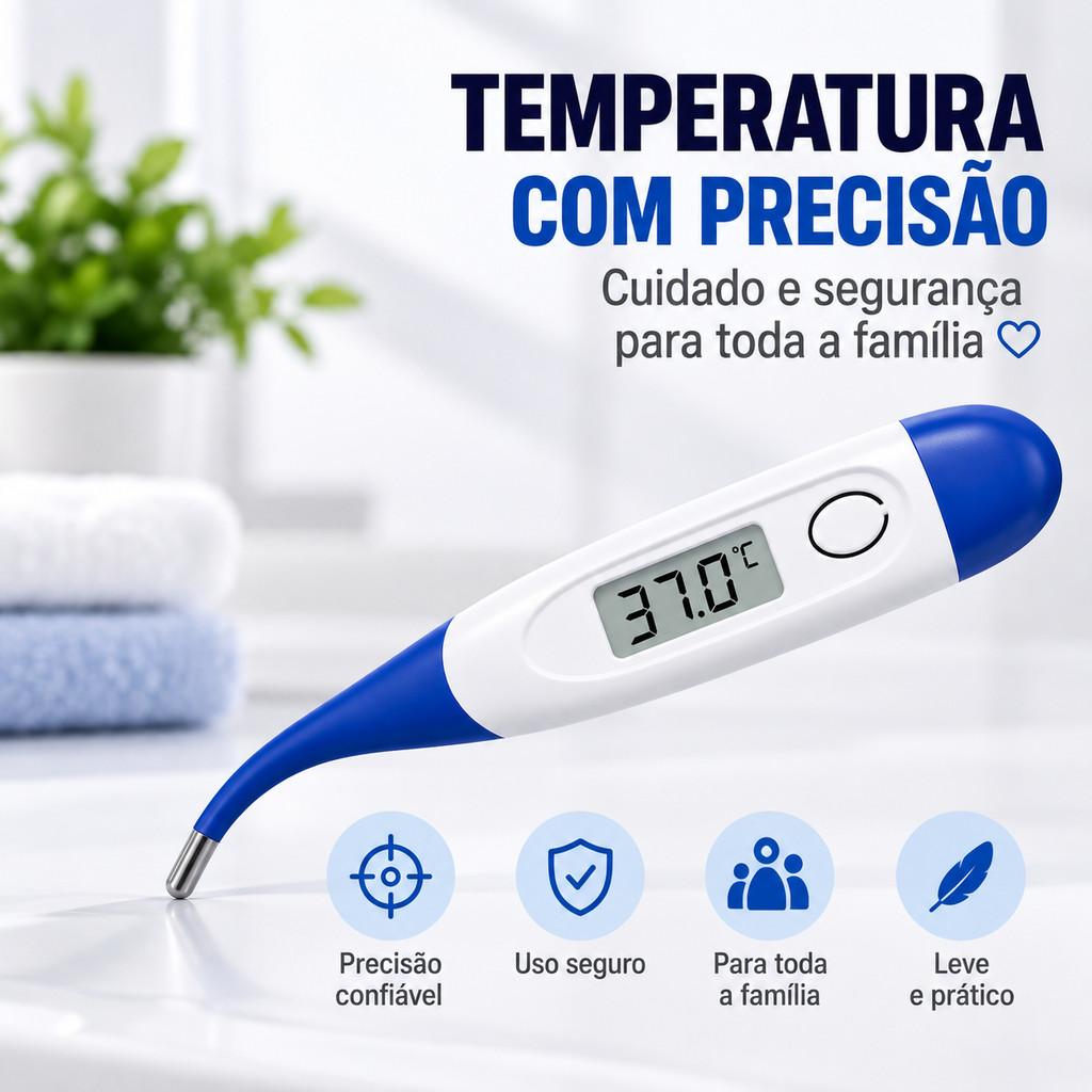 Termômetro Digital Flexível LCD Rápido e Preciso Adulto Infantil Medição Corporal Febre