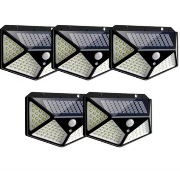 Kit 2/3/5 Luminária Solar 100 Led Solar Light With Sensor For Outdoor Garden Waterproof Solar Led Light Lamp