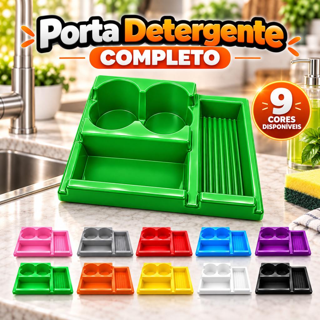 Porta Detergente com Dispenser Porta Esponja e Bucha Organizador de Pia Cozinha Compacto Multiuso