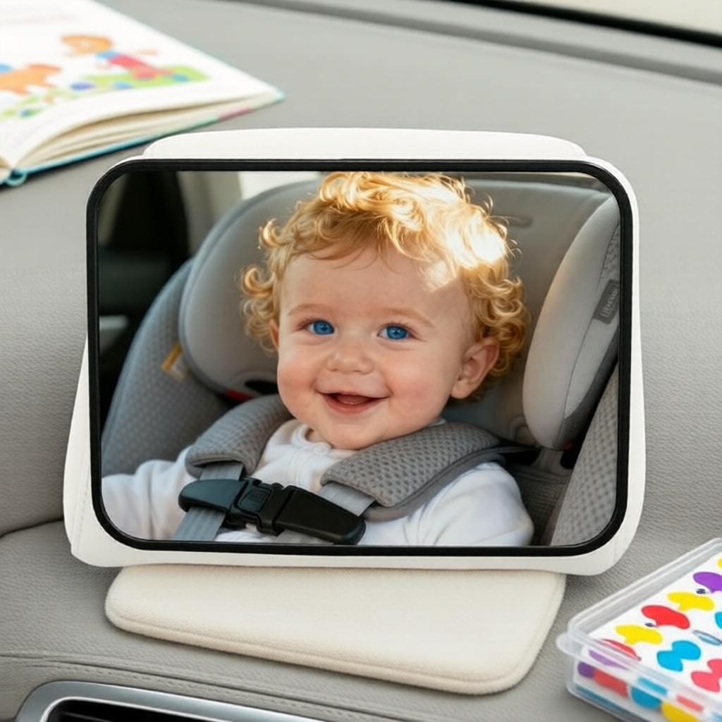 Espelho retrovisor amplo e transparente para bebê em assentos de carro - ajuste universal, uso no verão ao ar livre