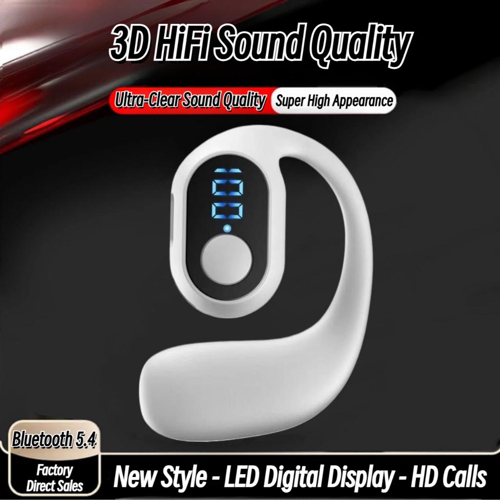 Fones de ouvido dinâmicos sem fio Bluetooth, monoculares, com graves verdadeiros e bateria de alta capacidade.