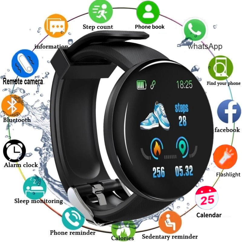 D18 Digital Bluetooth Smart Watch Fitness Pulseira Para Todos Os Telefones