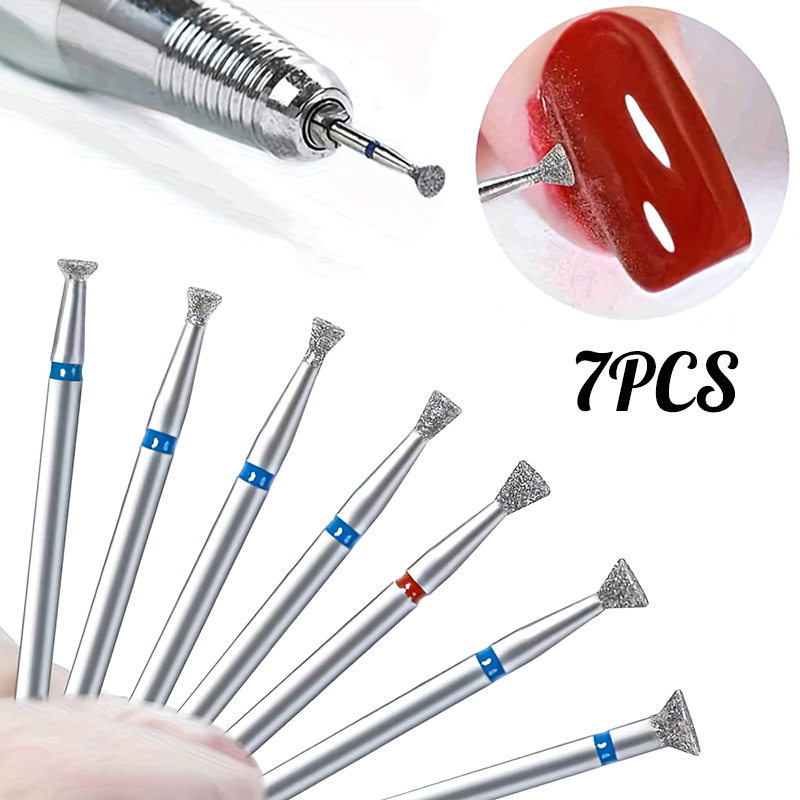 Kit 7 Peças de Brocas de Unha Diamante, Acessórios para Lixadeira Elétrica de Manicure e Pedicure, Ferramentas de
