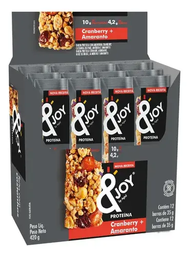 Barra De Nuts &joy Proteína Cranberry E Amaranto 12X35G