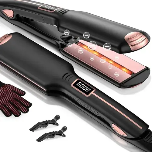 Prancha de Cabelo Profissional, Prancha Alisadora e Modeladora 2 EM 1, Íons Negativos Anti Frizz, 17 Níveis de Temperatura 260, Desligamento Automátic, Chapinha Cabelo Para Todos os Tipos de Cabelos