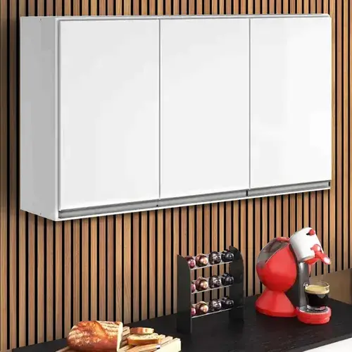 Armário Aéreo 120cm 3 Portas Prateleiras Suspenso Multiuso