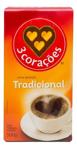 Café Torrado E Moído Tradicional Caixa Com 500g 3 Corações pacote 500 gramas