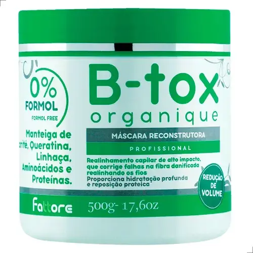 Máscara Reconstrutora Capilar B-tox Organique 500g Fattore
