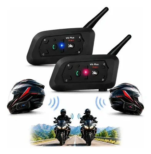 Intercomunicador Capacete V6 Plus Sem Fio Moto Eventos Par