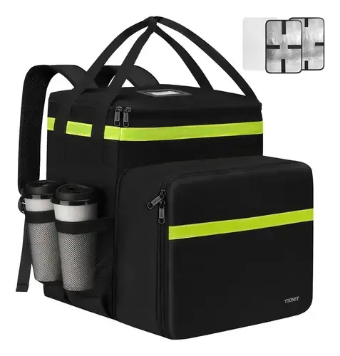Mochila Bag Para Motoboy, Compatível com iFood Mochila De Térmica Delivery Comida E Pizza, Bolsa Reforçada, Expansível E Impermeável, Ytonet 6173 Preta