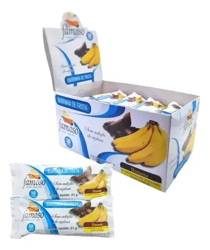 Barra De Banana Diet Famoso 21g C/ Chocolate Meio Amargo