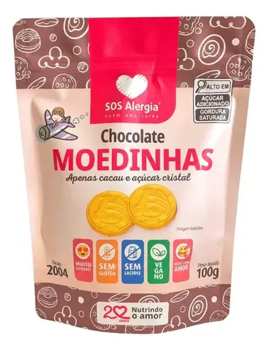 Moedinhas De Cholate Gourmet Sem Leite Sos Alergia 100g