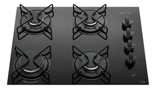Cooktop 4 Bocas Atlas Agile Up Mesa Vidro Mega Chama Bivolt